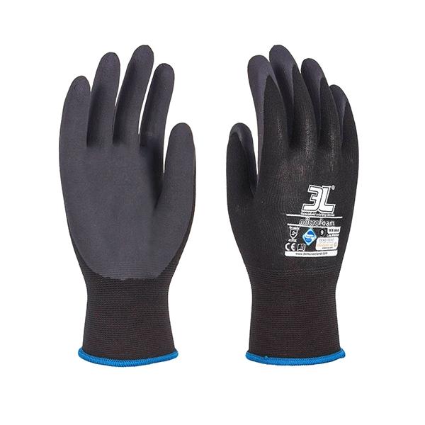 Varios 3L Guantes Microfoam - Color negro - Talla 8