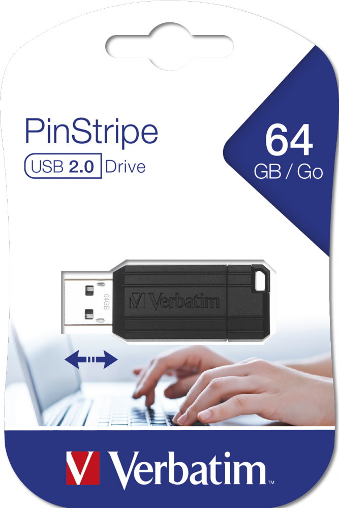 Verbatim Pendrive Store'n'go Pinstripe 64GB Hi-Speed Retractil USB 2.0 Negro