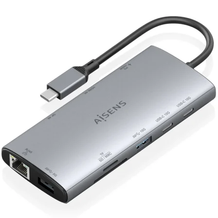 Docking USB Tipo-C Aisens ASUC-10P050-GR/ 1xDisplayPort/ 1xHDMI 4K/ 1xRJ45/ 2xUSB/ 2xUSB… Gris