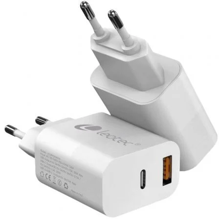 Leotec de Pared LECSPH20W2W2/ 1xUSB Tipo-C/ 1xUSB/ 20W