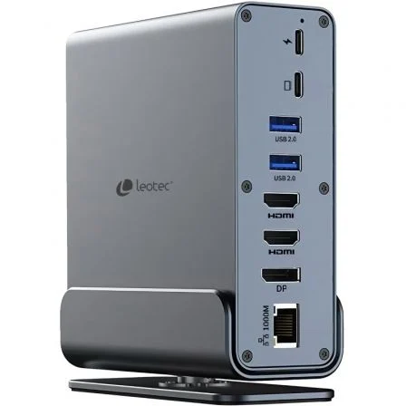 Leotec Docking USB Tipo-C LEDS06/ 5xUSB/ 2xUSB Tipo-C/ 1xUSB Tipo-C Pd/ 1xDisplayPort/… Gris
