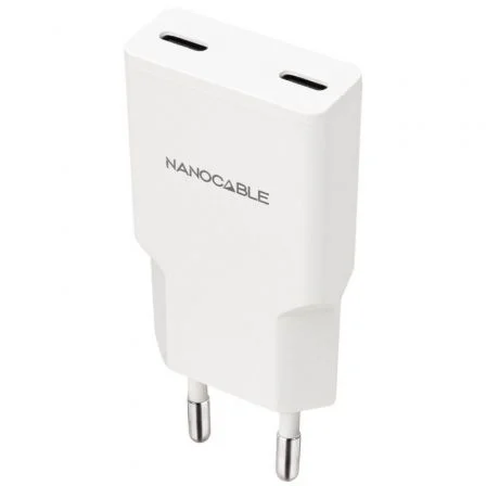 Cargador de Pared Nanocable 10.10.2029/ 2xUSB Tipo-C/ 30W Blanco