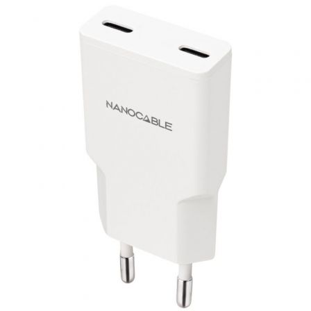 Cargador de Pared Nanocable 10.10.2029/ 2xUSB Tipo-C/ 30W Blanco