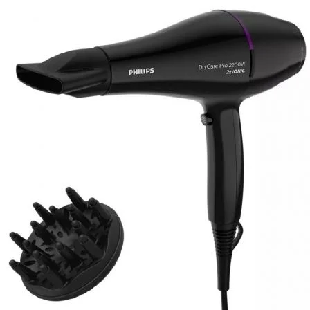 Secador Philips Drycare Pro BHD274/ 2200W/ Negro y Violeta