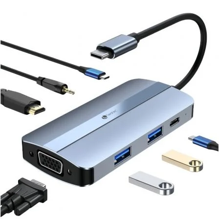 Leotec Docking USB Tipo-C LEDS04/ 2xUSB/ 1xUSB Tipo-C/ 1xUSB Tipo-C Pd/ 1xHDMI 4K/ 1xVGA/… Azul