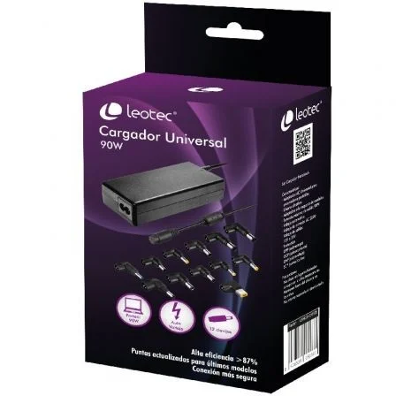 Leotec Cargador de Home/ 90W/ Automático/ 12 Conectores/ Voltaje 15-20V