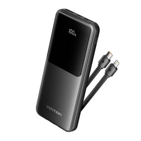 Vention Powerbank 10000mAh FHOB0/ 22.5W/ Negra/ Incluye USB Tipo-C y Lightning