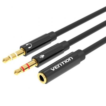 Vention Estéreo Bbtby/ 2x Jack 3.5 Macho - Jack 3.5 Hembra/ 30cm Negro