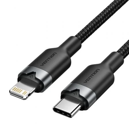 Vention USB Tipo-C Lightning Lalbf/ USB Tipo-C Macho - Lightning Macho/ 27W/ 480Mbps/ 1m Negro