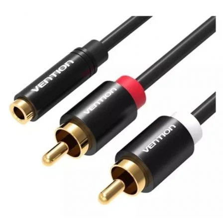 Vention Estéreo VAB-R01-B100/ Jack 3.5 Hembra - 2x Rca Macho/ 1m Negro