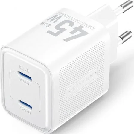 Vention de Pared GaN FEFW0-EU/ 2xUSB Tipo-C/ 45W