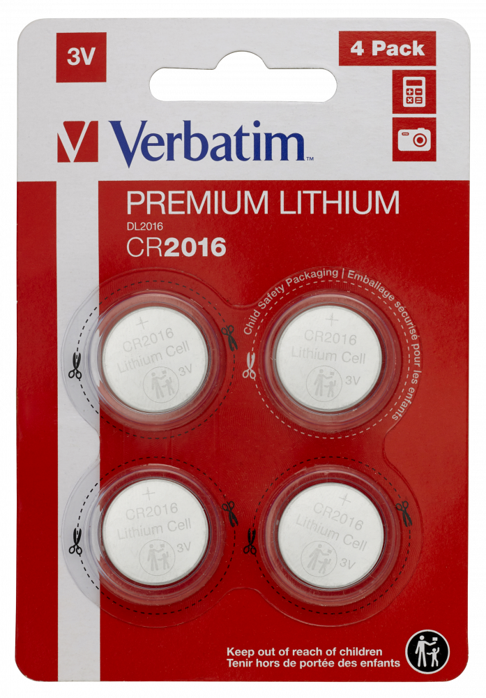 Verbatim Pilas Planas De Litio 3V - CR2016 (4 Pack)