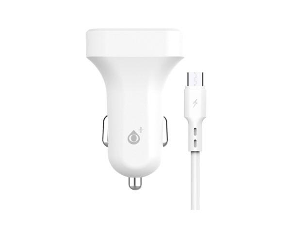 One+ de coche-mechero con cable Micro USB / 2xUsb / 12w / 5v 2.4a / A6260 Blanco