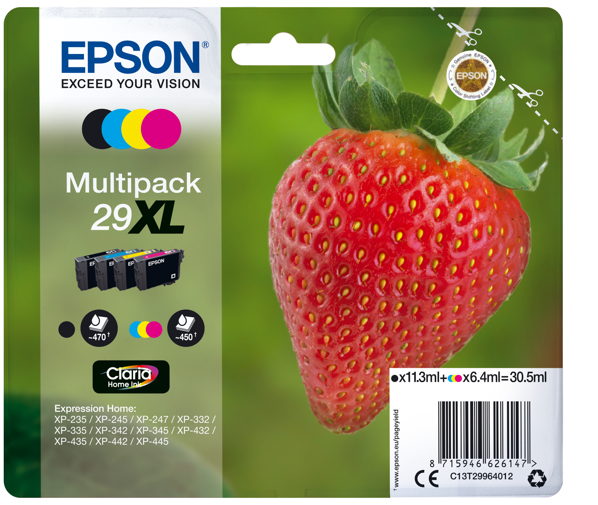 Epson ÷ Tinta original t2996 multipack 4 colores c13t29964022 - con alarma