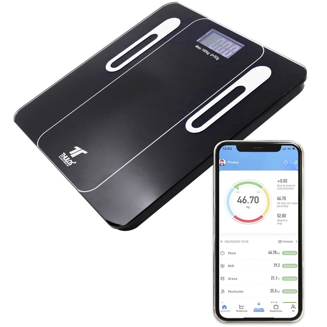 Thulos Bascula de baño th - bd121 carga maxima 180kg - app para ios y android