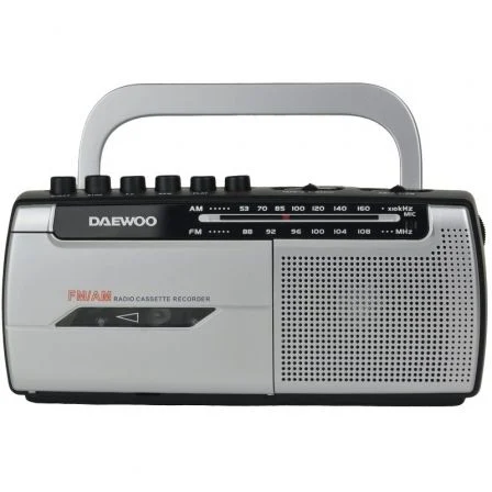 Radio Cassete Daewoo DW1107/ con / a Pilas/ Negra y Plateada