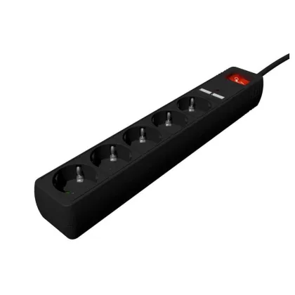 Gembird Regleta USB 5 tomas, 1, 5 m, 2 USB negro