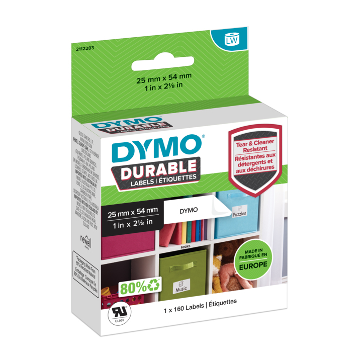 Dymo Etiqueta Lw Durable pequeños multiusos 25x54mm 1 rollo de etiquetas (160) Papel blanco