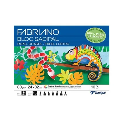 Sadipal Cuaderno Manualidades 10H Papel Charol 32X24CM Colores Surtidos