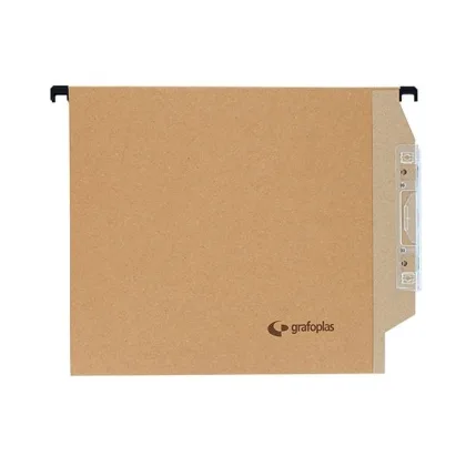 Grafoplas Paq.50 carpetas colgantes visor lateral lomo V A4 kraft