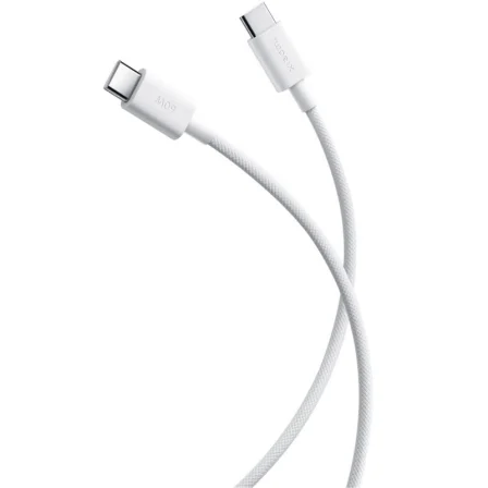 Xiaomi USB 2.0 Tipo-C 3A Braided/ USB Tipo-C Macho - USB Tipo-C Macho/ Hasta 60W/ 480Mbps/… Blanco