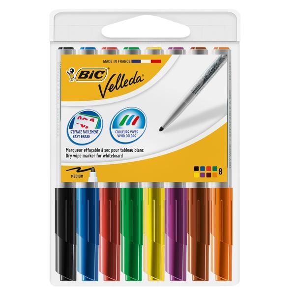 Bic Boli 8 marcadores Velleda 1741 punta conica trazo 1, 4mm surtidos