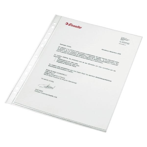 Esselte C.100 fundas portadocumentos sin refuerzo Pp 80 micras folio cristal