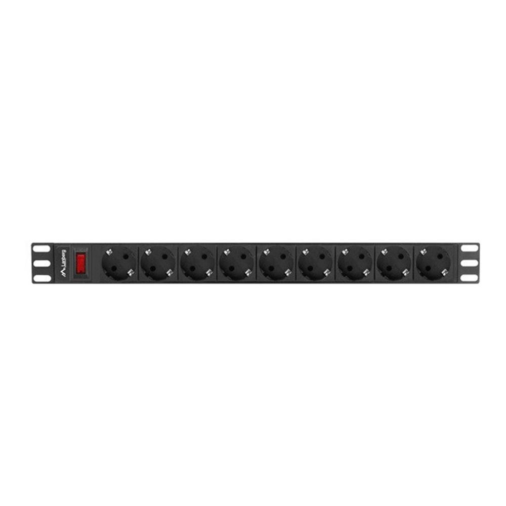 Lanberg Regleta 1u 16a 9x schuko rack 19" negro