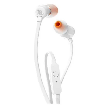 JBL Intrauditivos Tune 110/ con Micrófono/ Jack 3.5/ Blancos