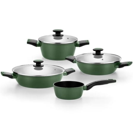 Pack Batería de Cocina Monix Forest M509900/ Cazo Ø16cm/ Cacerolas bajas Ø24 - 28cm/ Cacerolas Ø20cm/ Acero Inoxidable/ Apta para Inducción