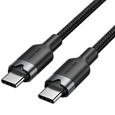 Vention USB 2.0 Tipo-C 3A Trdbh/ USB Tipo-C Macho - USB Tipo-C Macho/ Hasta 60W/ 480Mbps/ 2m Negro