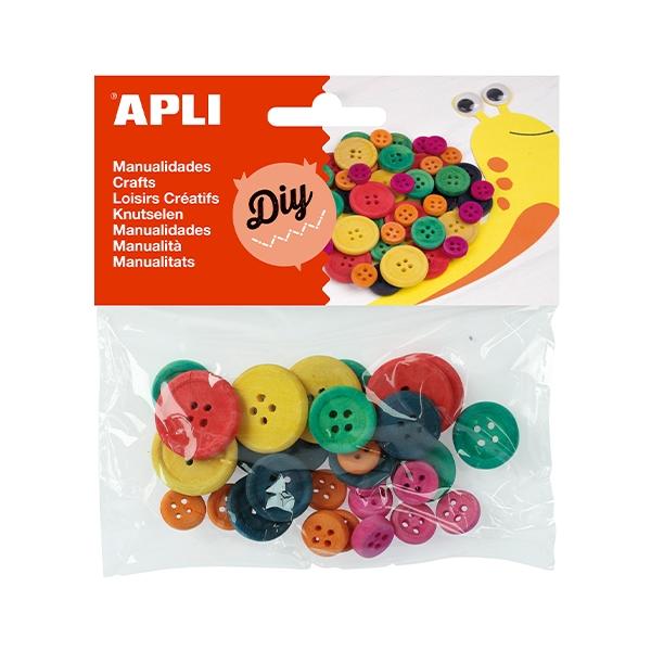 Apli B.30 Botones Tamaños Variados Colores Surtidos