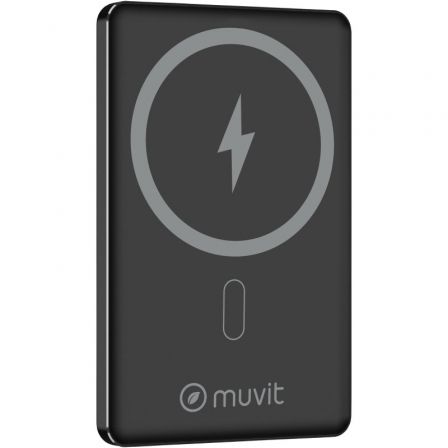 Powerbank 5000mAh Muvit For Change MCCHP0009/ 20W/ Wireless/ Negra/ Incluye USB Tipo-C