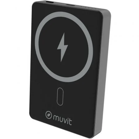 Powerbank 10000mAh Muvit For Change MCCHP0010/ 20W/ Wireless/ Negra/ Incluye USB Tipo-C