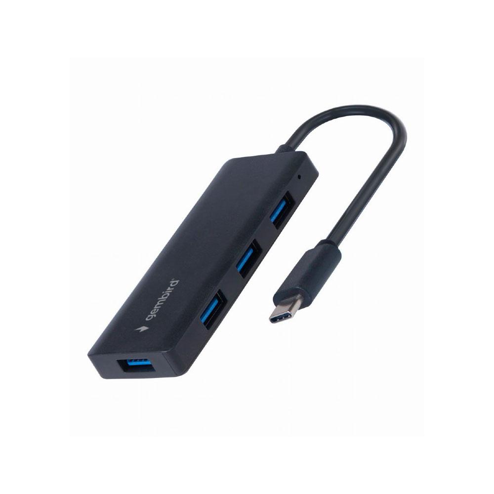 Gembird Hub 4 Puertos USB 3.1 / Type-C Negro