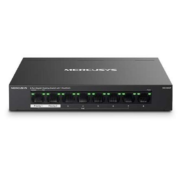 Mercusys ÷ poe+ no gestionable ms108gp 8p 10/100/1000 7p poe+ 65w ethernet mini desktop