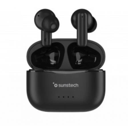 Auriculares Sunstech Wavepodsbk con estuche de carga/ Autonomía 4.5h/ Negros – Bluetooth