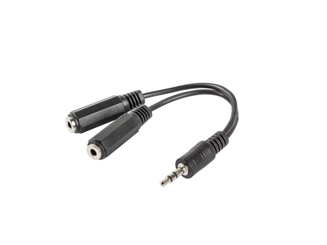 Lanberg jack stereo macho a jack stereo hembra x2 10 cm negro