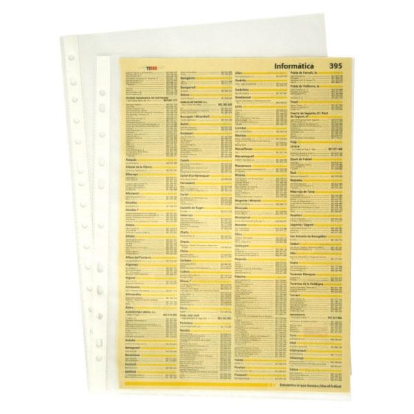 Grafoplas C.100 fundas portadocumentos Pp 16 taladros 50 micras folio piel de naranja