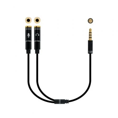 Cable Estéreo Nanocable 10.24.1202/ Jack 3.5 Macho - 2x Jack 3.5 Hembra/ 30cm Negro