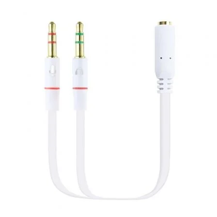Cable Estéreo Nanocable 10.24.1203/ Jack 3.5 Hembra - 2x Jack 3.5 Macho/ 20cm Blanco