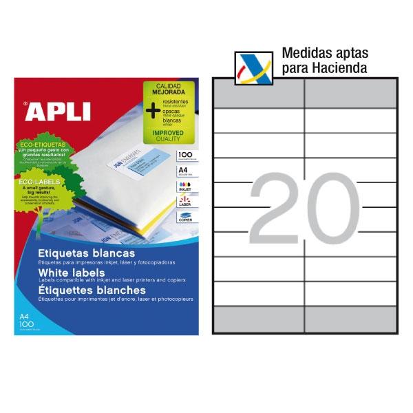 Apli Paq.2000 etiquetas aptas Hacienda 105x29mm