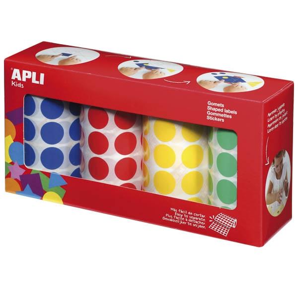 Apli PAQ.4 Rollos Gomets Circulares Diam 20MM 4 Colores