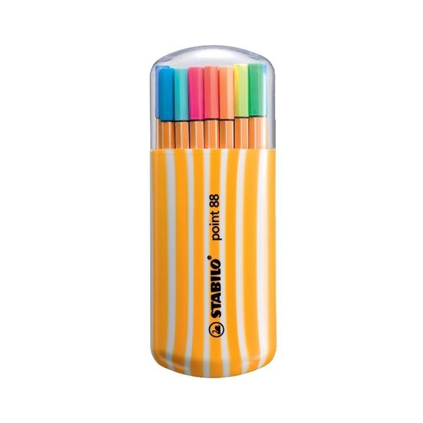 Stabilo Paq.20 rotuladores Point 88 Zebrui punta fieltro fina trazo 0, 4mm 15+5 neon