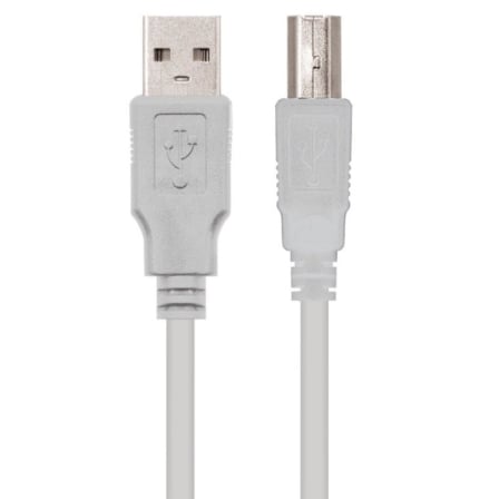 Cable USB 2.0 Impresora Nanocable 10.01.0104/ USB Tipo-B Macho - USB Macho/ 3m/ Beige