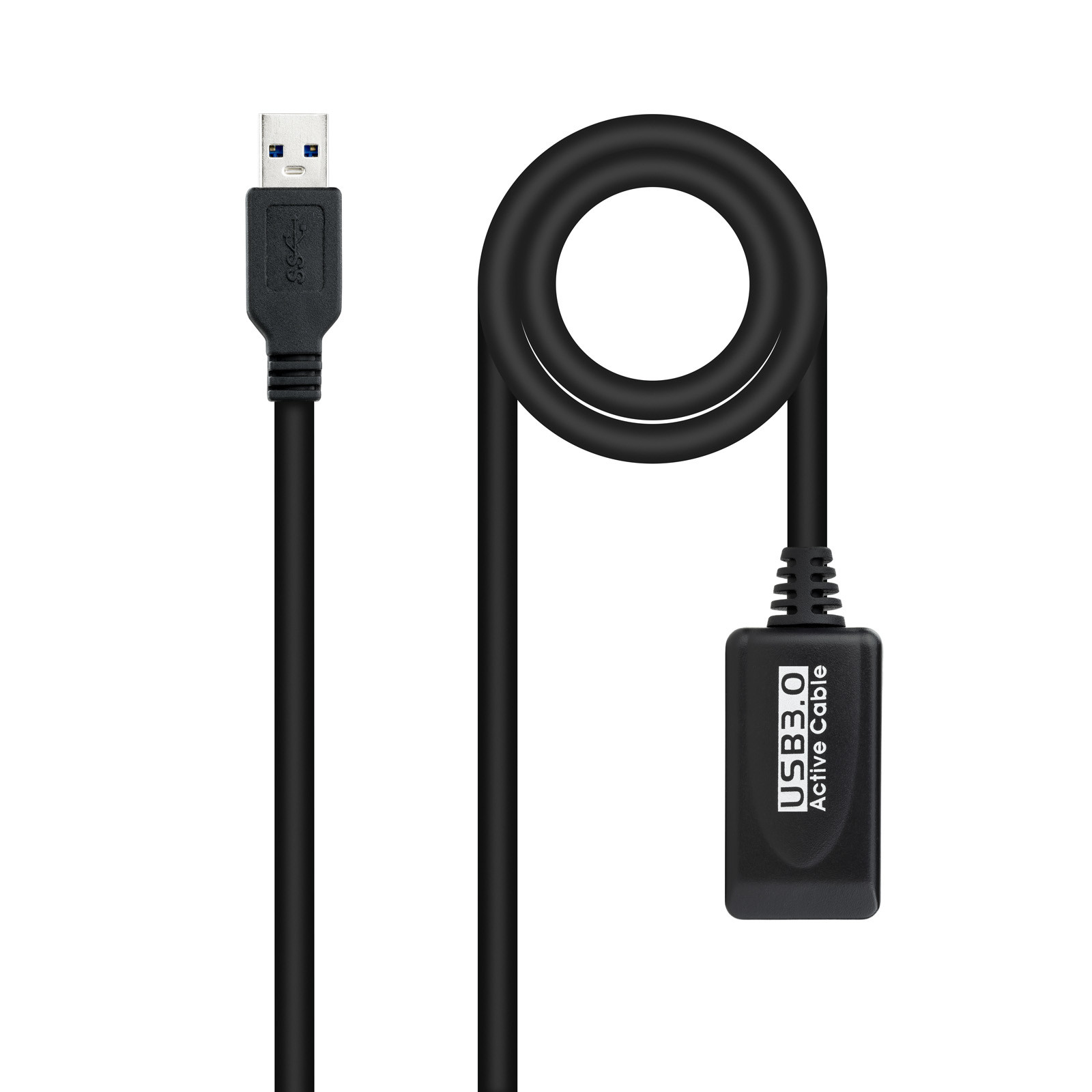 NANOCABLE Cable USB 3.0 prolongador con amplificador, tipo A/M-A/H, 5m, 5 m, USB A, USB A, USB 3.2 Gen 1 (3.1 Gen 1), 5 Gbit/s, Negro