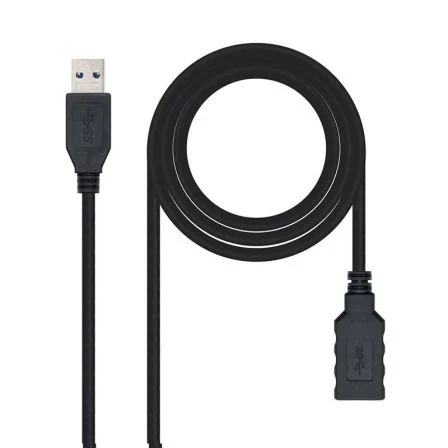 Cable Alargador USB 3.0 Nanocable 10.01.0902-BK/ USB Macho - USB Hembra/ 2m Negro