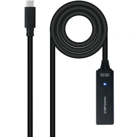 Cable Alargador USB Tipo-C 3.2 con Amplificador Nanocable 10.01.1311/ USB Tipo-C Macho… Negro