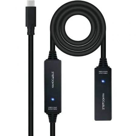 Nanocable Alargador USB Tipo-C 3.2 con Amplificador 10.01.1312/ USB Tipo-C Macho - USB Tipo-C… Negro