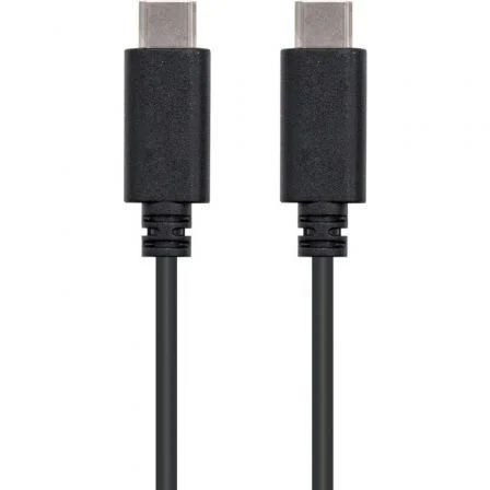Cable USB 2.0 Tipo-C Nanocable 10.01.2301/ USB Tipo-C Macho - USB Tipo-C Macho/ 480Mbps/ 1m/ Negro